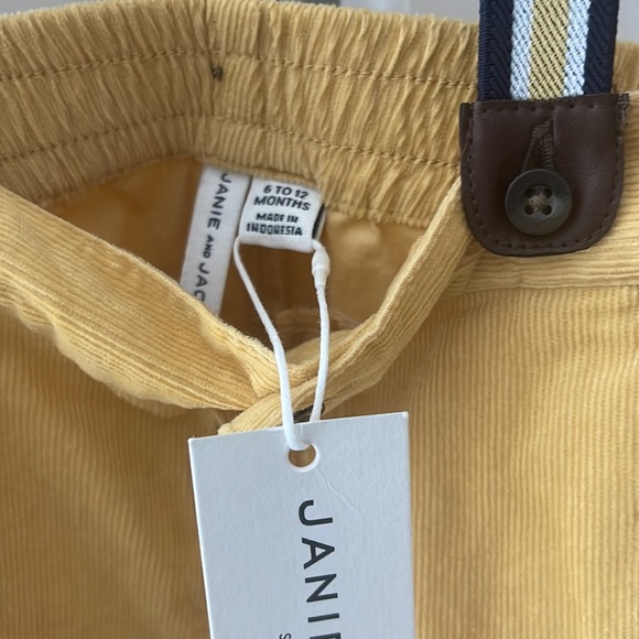 Janie and jack baby boy 12 month old mustard color corduroys with suspenders - Picture 3 of 4